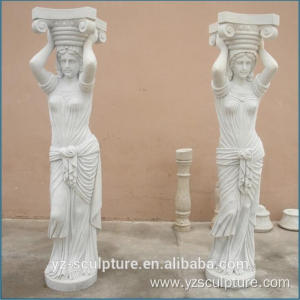 Outdoor White Marble Lady Column